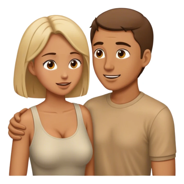 a man and a woman, having a conversation enjoying it with one another. They are standing  sticker