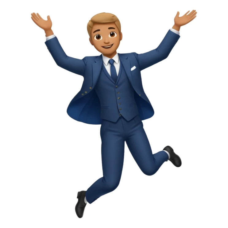 a man in a formal suit jumps with joy sticker
