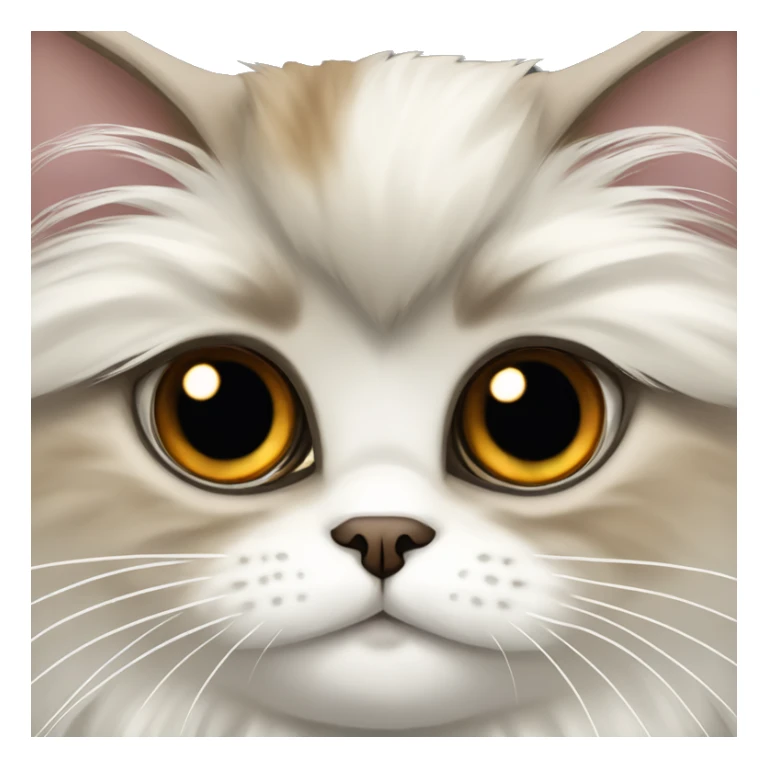 Brown/white fluffy chinchilla Persian cat with brown eyes. Make it look feminine  sticker