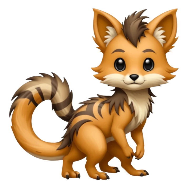 Cool randomly-colored chibi furry anthropomorphic fantasy-Vernid-creature by LiLaiRa with a long tufted tail with edgy markings (full body) sticker