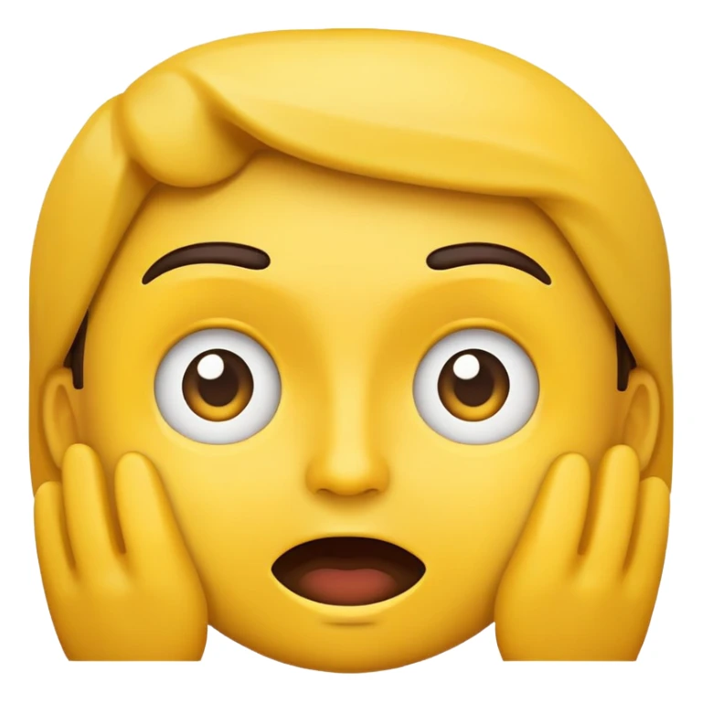 Eyebrows raised traditional yellow face non gender emoji, happy surprised sticker