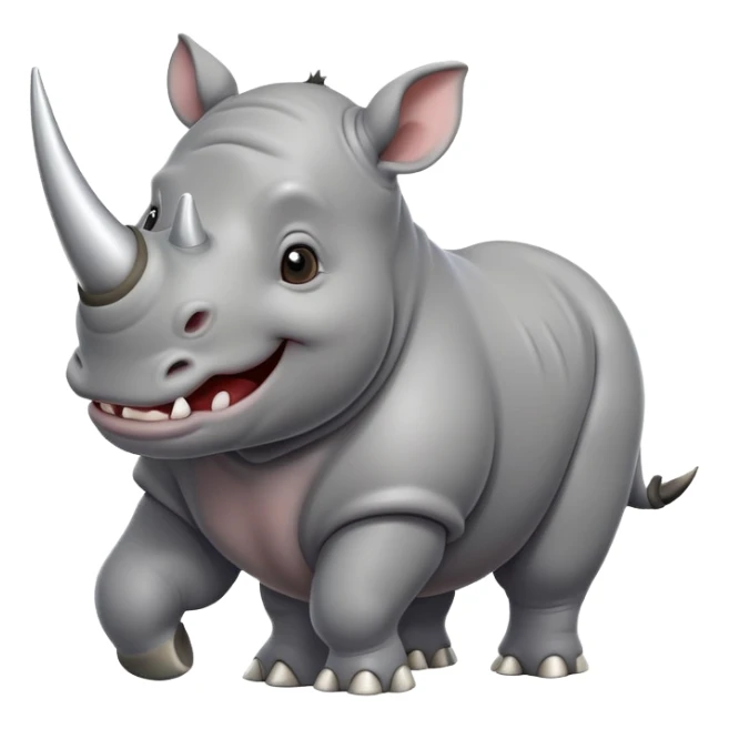 cute cartoon rhinoceros with large horn sticker