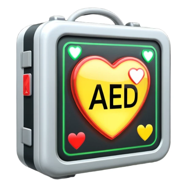 sci-fi AED box, glowing and sparkling, more intricate design, emoji style sticker