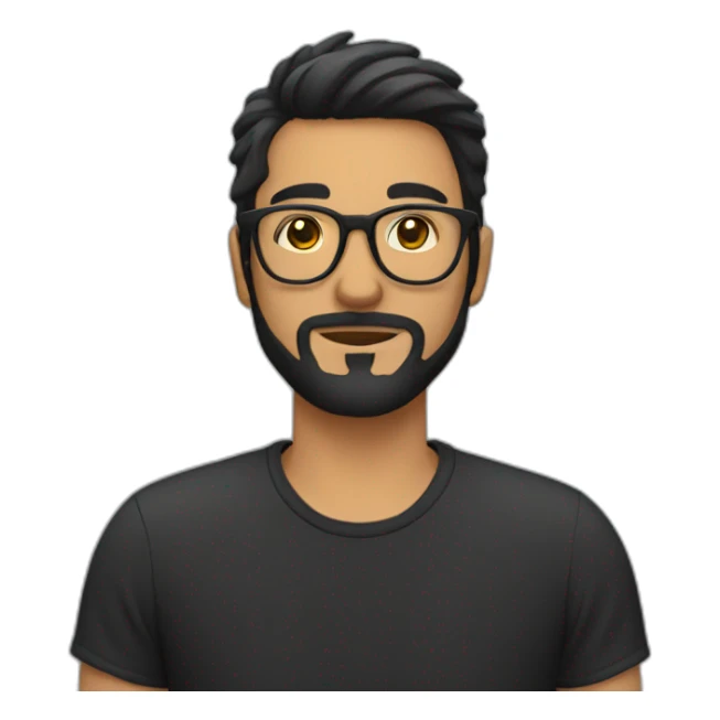 guy with black frame glasses with small beard and dar hair sticker