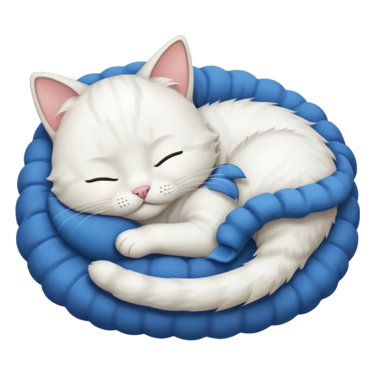 emoji of white sleeping cat with a tail hanging down sticker
