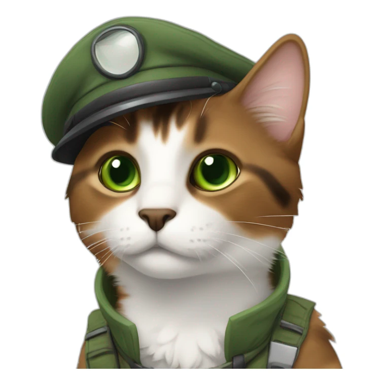 dusty brown brown calico cat without any white markings and with green eyes dressed as a pilot sticker