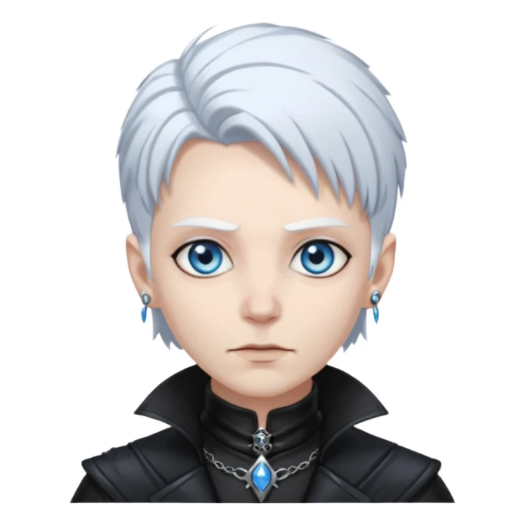 necromancer with black leather outfit white hair sticker