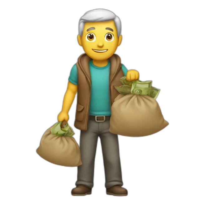 man with a bag of money sticker