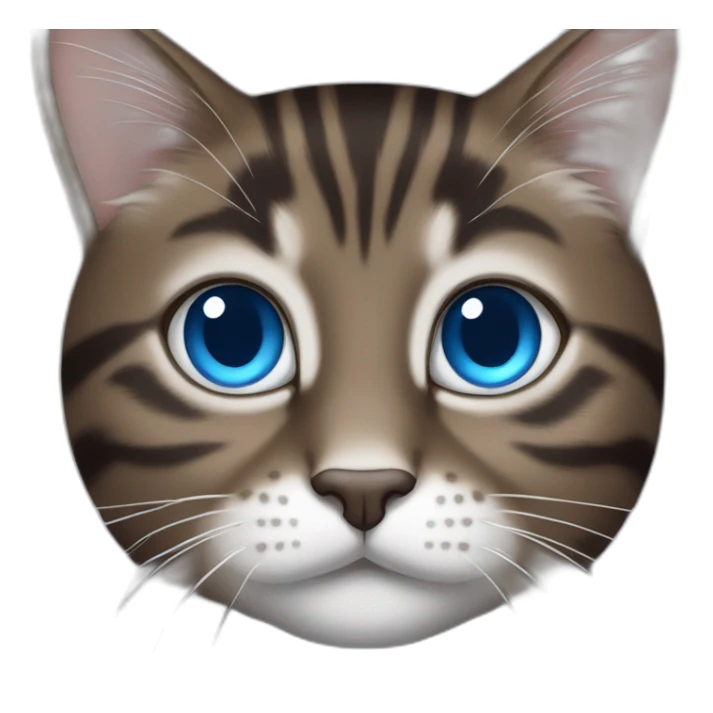 dark brown tabby cat and white blue eyes sticker