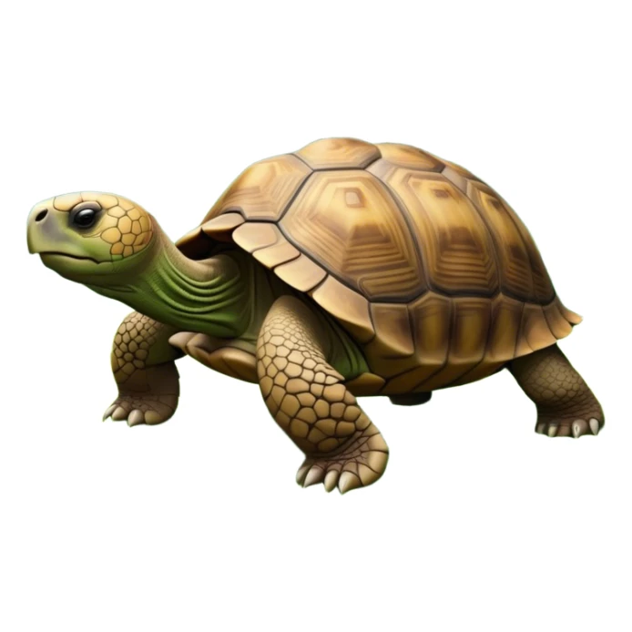 Giant tortoise walking slowly through lush green grass, surrounded by trees and tropical plants. Its large, textured shell gleams in the sunlight, and the peaceful, natural environment adds a sense of tranquility. Transparent background, emphasizing the tortoise’s majestic size. sticker