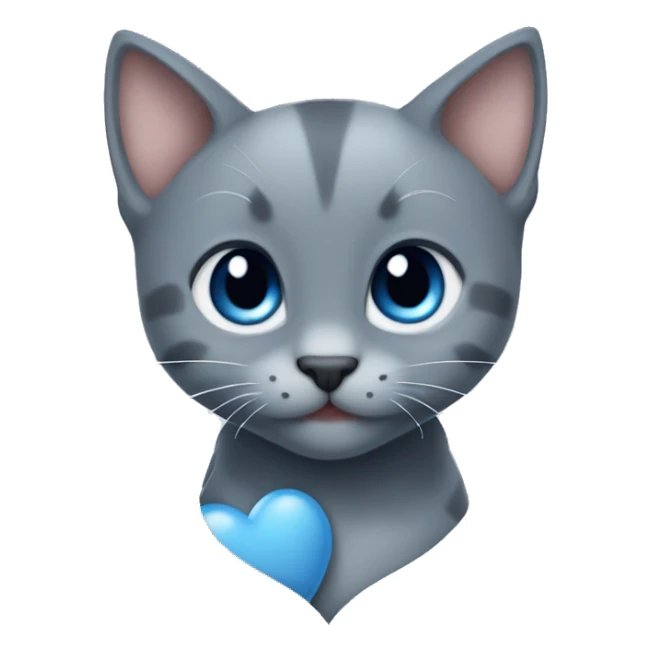 Gray kitten hearts Gray blue heart sticker