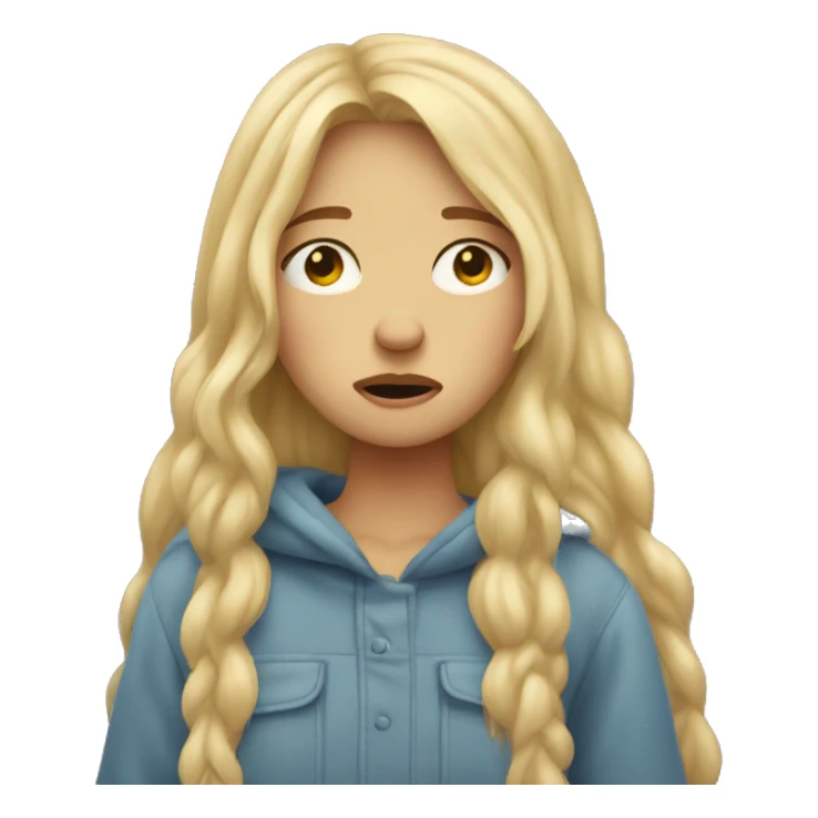 sad cozy blonde longhair girl crying full body  sticker