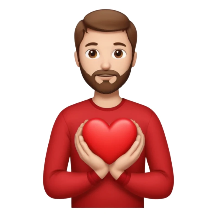 Man with brown hair & beard holding heart in his Arm  sticker
