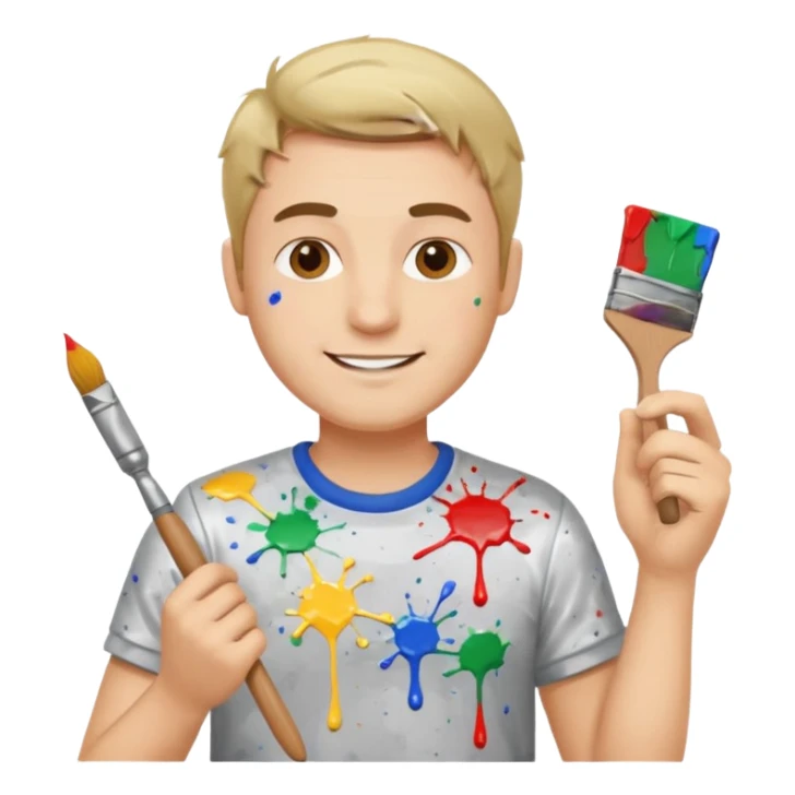 happy man painting a picture sticker