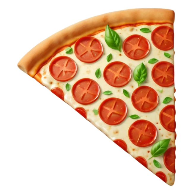 Italian cuisine HUMANLESS avatar in bright emoji-style illustration. Pizza slice or pasta, red green colors, simple shapes, flat design, cheerful and expressive. sticker