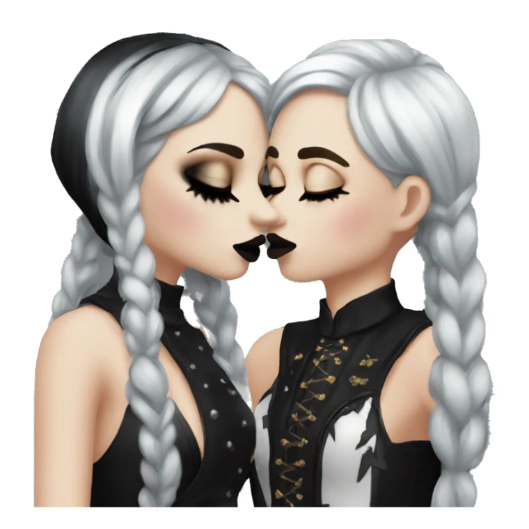 two goth women kissing, beautiful, aesthetic sticker