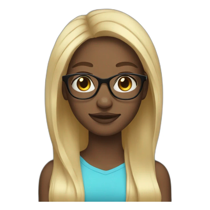 Black girl long blond hair blue eyes glasses sticker