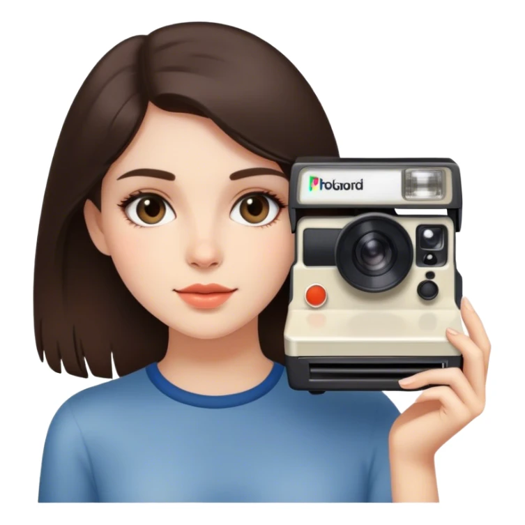 brunette girl in a Polaroid photo sticker