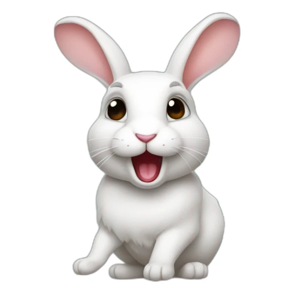 Rabbit combined with the tongue sticking out and slightly tilted head sticker