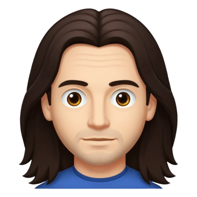 James Shaffer (b.1970) with long dark brown hair sticker