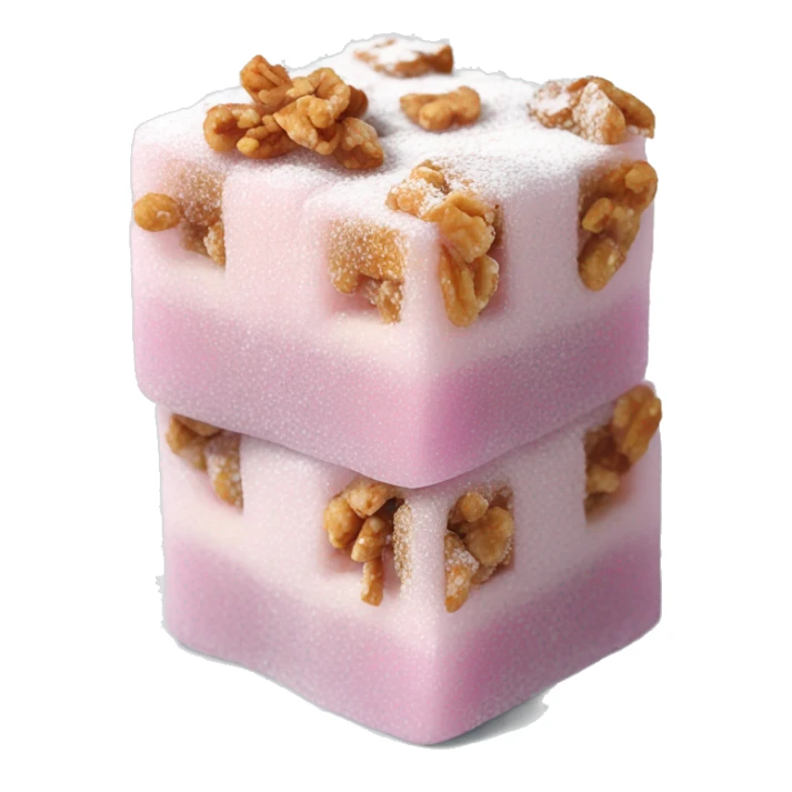 Turkish delight stacked cubes with chopped walnuts and covered with powdered sugar  sticker