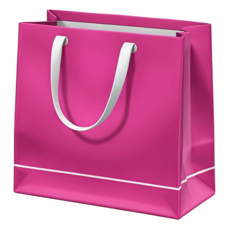 Fuchsia pink paper bag with white handles, repeating DRUNI  in light pink and a large vertical 'DRUNI' in bold white letters in the center, iOS emoji style, shiny and realistic. sticker