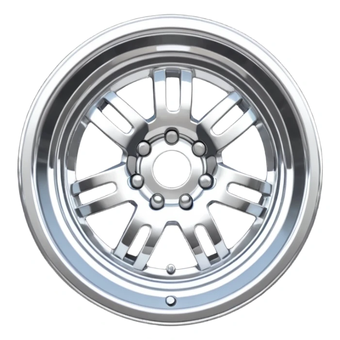 Emoji of a polished chrome rim with deep dish style and subtle reflections sticker
