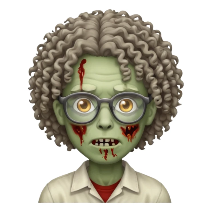 curly hair zombie with glasses sticker