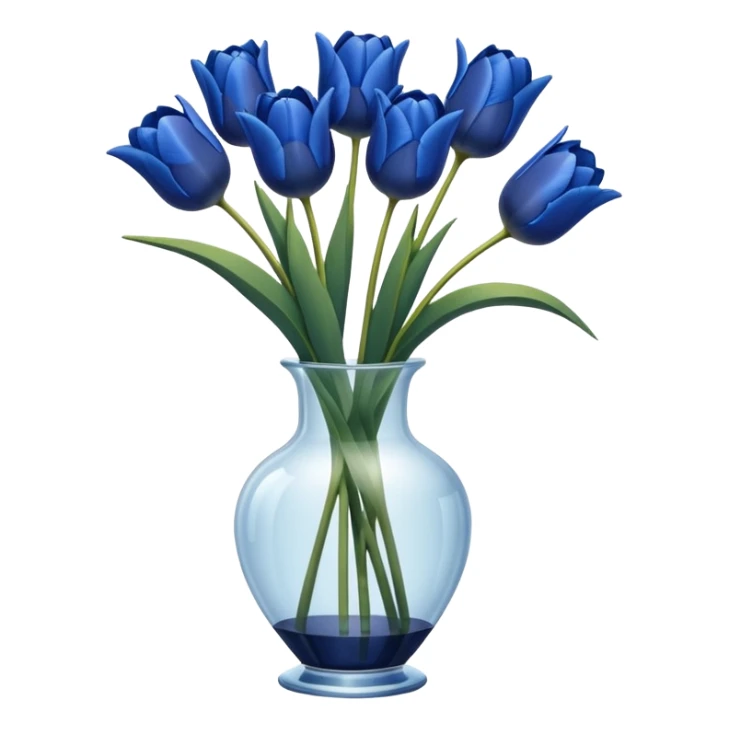 Navy blue tulips in glass vase  sticker