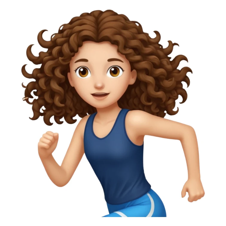 curly long girl running sticker