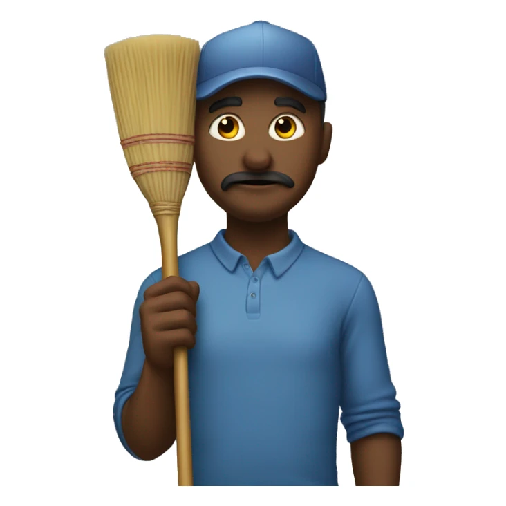 holding nose with a broom in other hand sticker