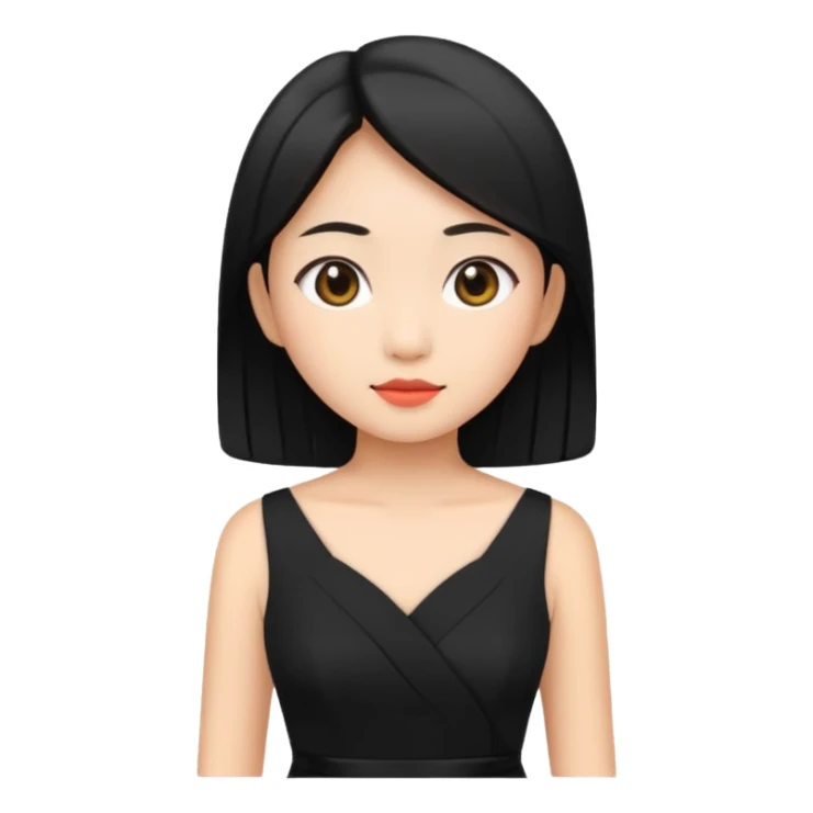 asian young woman in black dress sticker