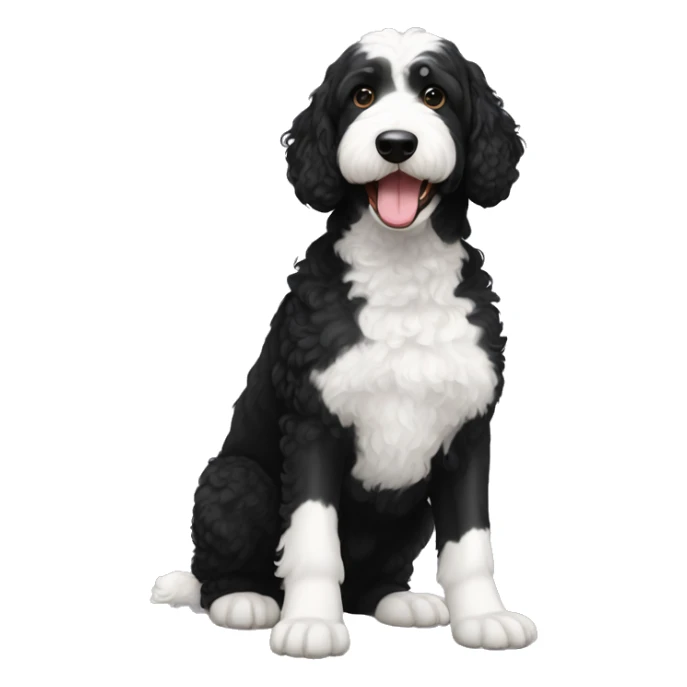 full body Bernadoodle black with white near mouth sticker