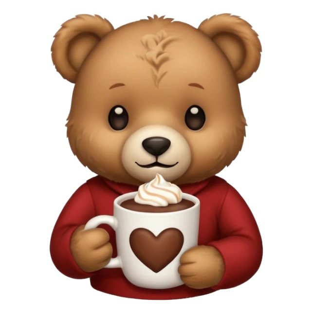 Teddy bear holding cup of hot chocolate  sticker