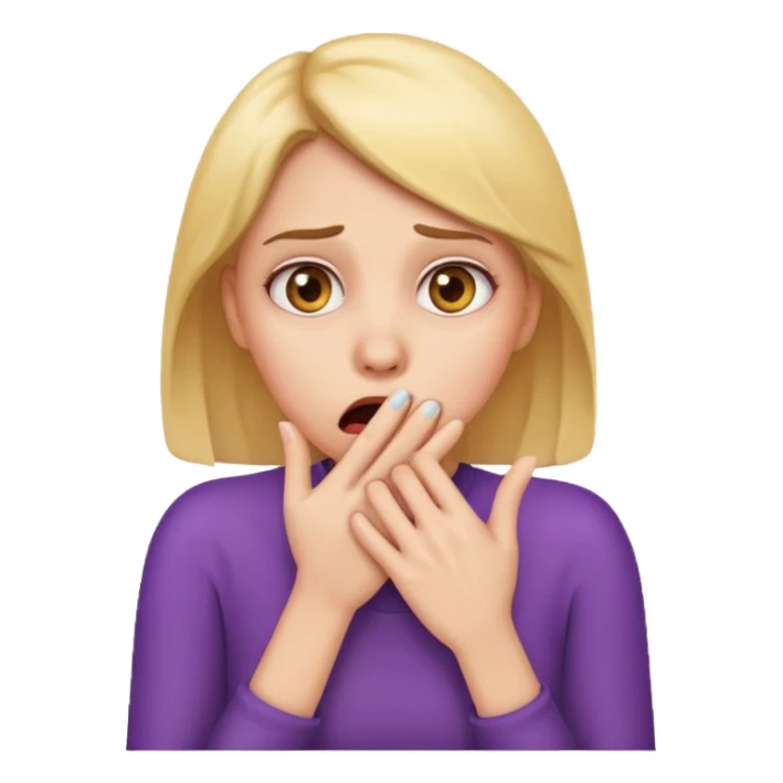 scared woman with her hand on mouth, emoji style, more details sticker