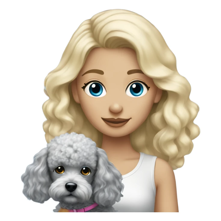 Blonde girl with blue Merle poodle  sticker