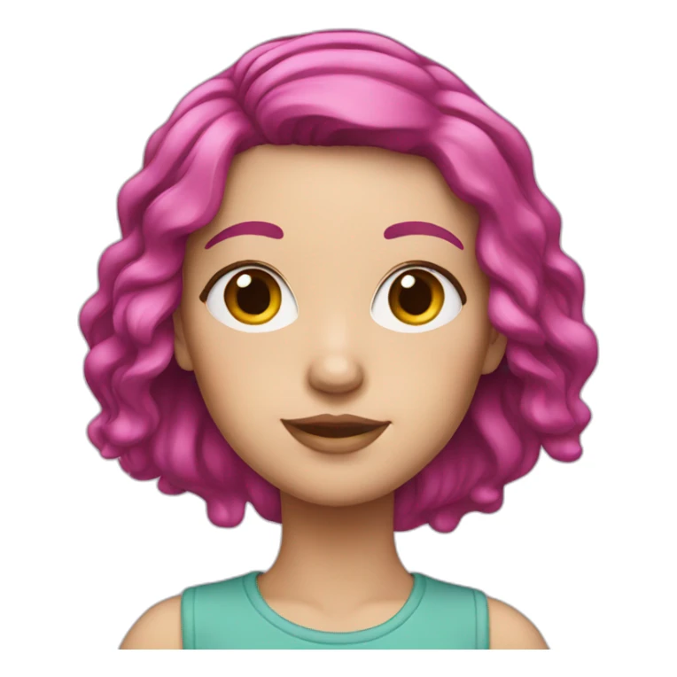 White girl with a magenta hair sticker
