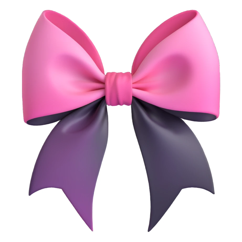 emoji style pink bow with gothic effect, pastel pink to black gradient,, remove background sticker
