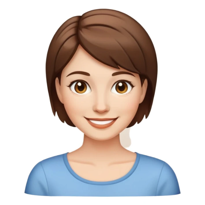 mujer blanca cabello corto y castaño sonriendo  sticker