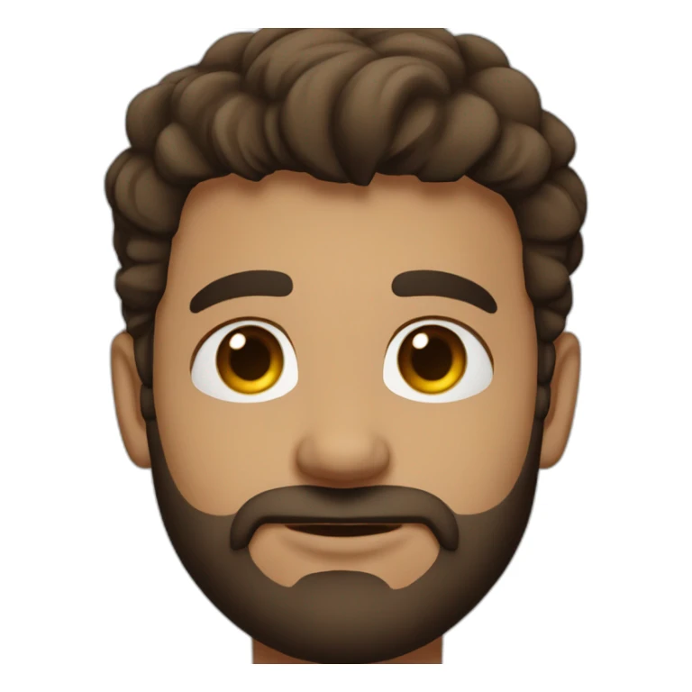 man face, with brown beard, brown eyes, a septum piercing in the nose, brown straight short hair, clear skin sticker