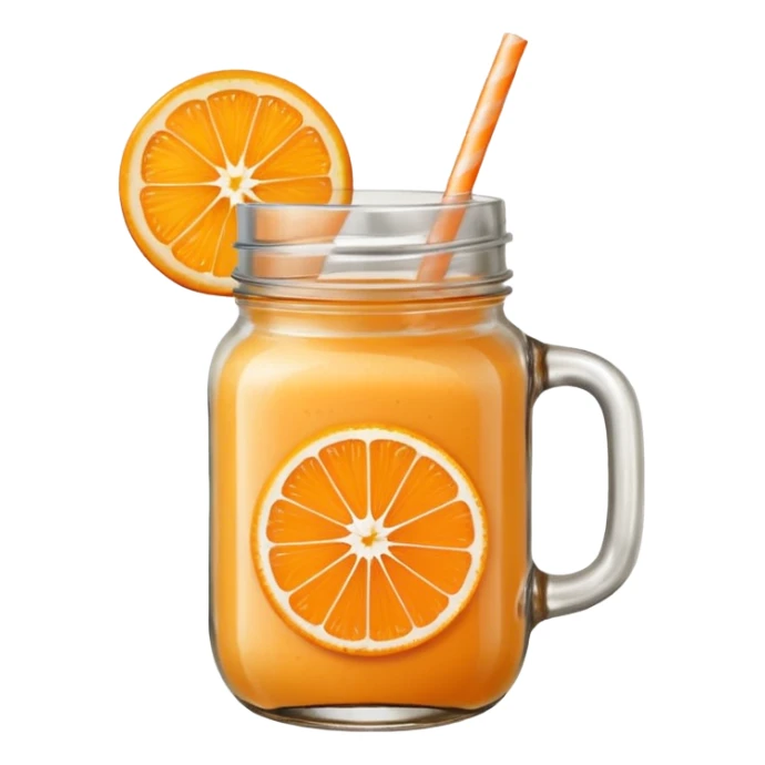 orange smoothie emoji mason jar filled with orange smoothie, orange slice garnish, fresh and vibrant sticker
