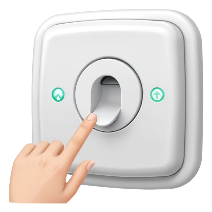 hand pressing a modern flush button, toilet in background, cheerful and neat sticker