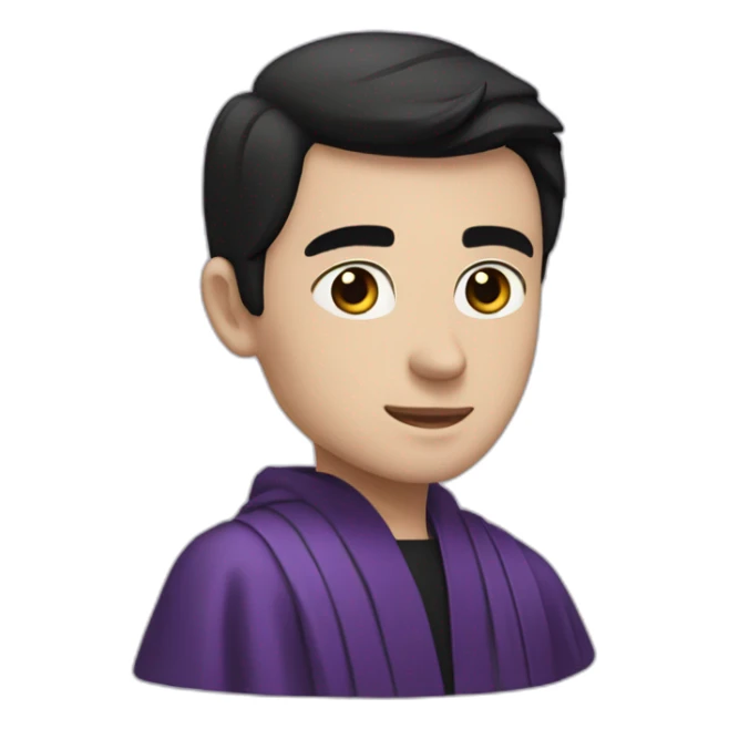 violet eyes pale handsome man short black hair wearing robes sticker