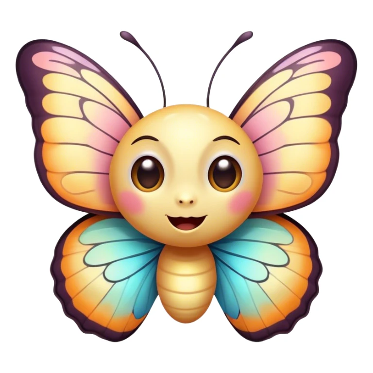 Cinematic Cheeky Butterfly Portrait Emoji, Head tilted dramatically with an exaggeratedly surprised expression, featuring a petite, vibrant body with wide, comically expressive eyes full of playful mischief and animated, fluttering wings, Simplified yet hilariously expressive features, highly detailed, glowing with a slightly sassy pastel glow, high shine, dramatic yet playful, stylized with an air of cheeky garden mischief, soft glowing outline, capturing the essence of a meme-worthy butterfly that looks ready to flutter its way into viral fame! sticker