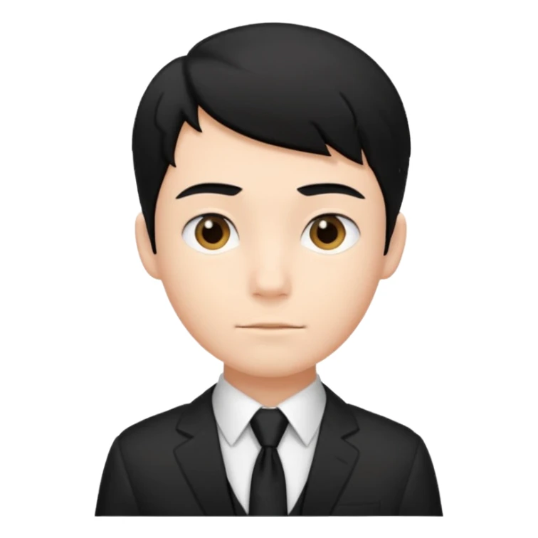 Chico con pelo negro, camisa negra y una corbata blanca sticker