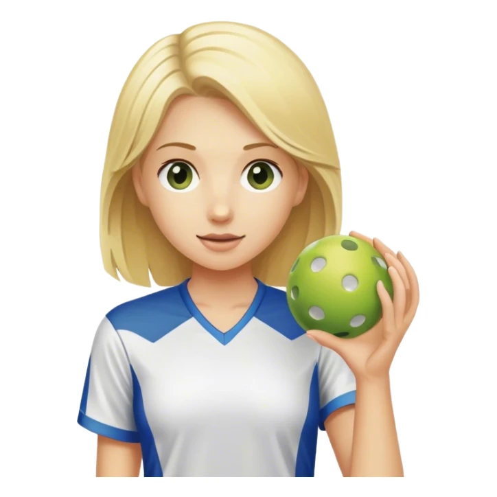 Blond girl holding a pickleball sticker