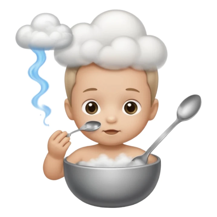 Baby with a spoon in one hand and lighter in the other with smoke (not fire) coming off the spoon.  sticker