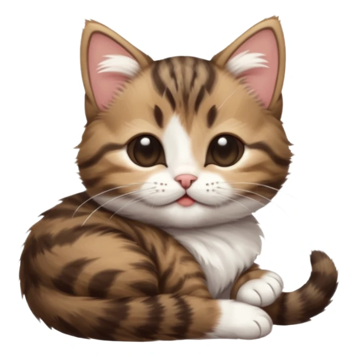 dark brown tabby and white kitten in funny positions upside down with eyes closed sticker