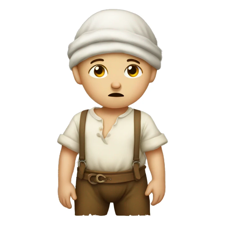 Sad European peasant baby in pants sticker