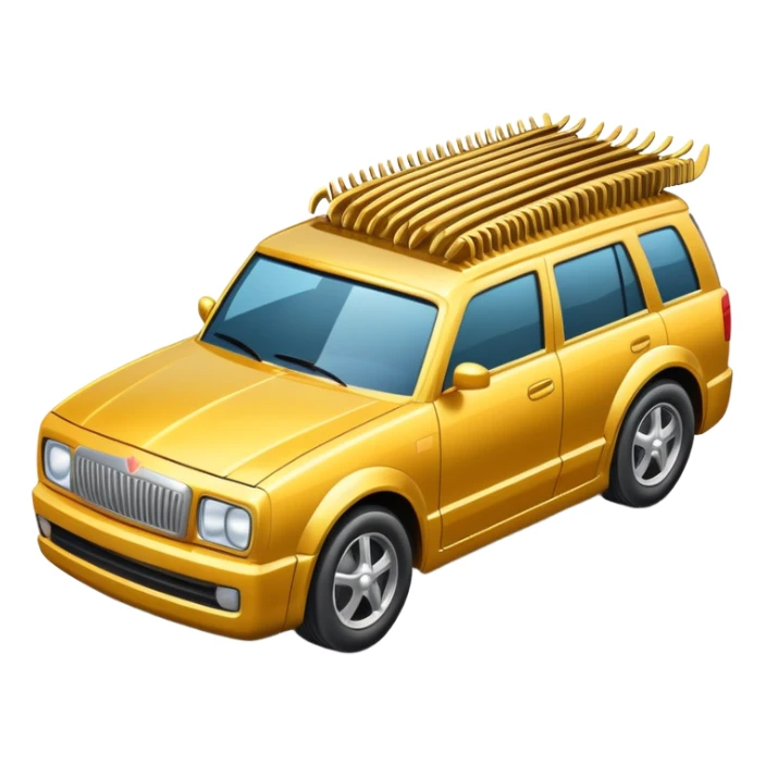 superhero car shaped like a giant comb with bristles, beard-themed vehicle sticker
